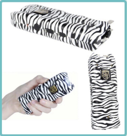 POLICE ZEBRA Rechargeable LED Stun Gun + Case PERSONAL ALARM WOMEN Self Defense