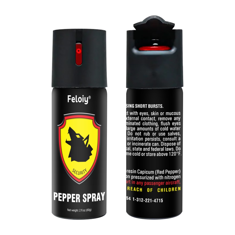 1 Bottle Feloiy Pepper Spray Maximum Strength 2oz 16 ft Black Self Defense
