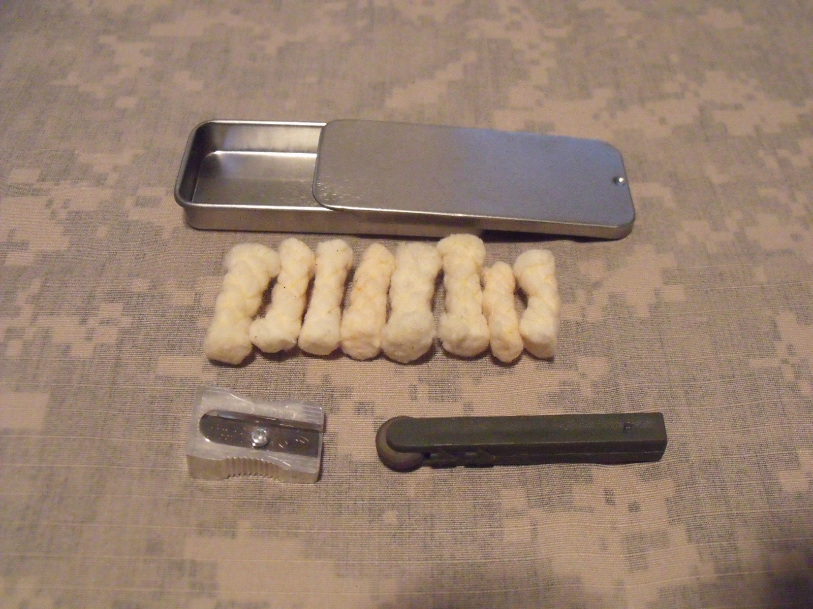 Emergency/Survival MINI Fire Starting Kit: SparkLite/Tabs + Tinder Tool & TIN