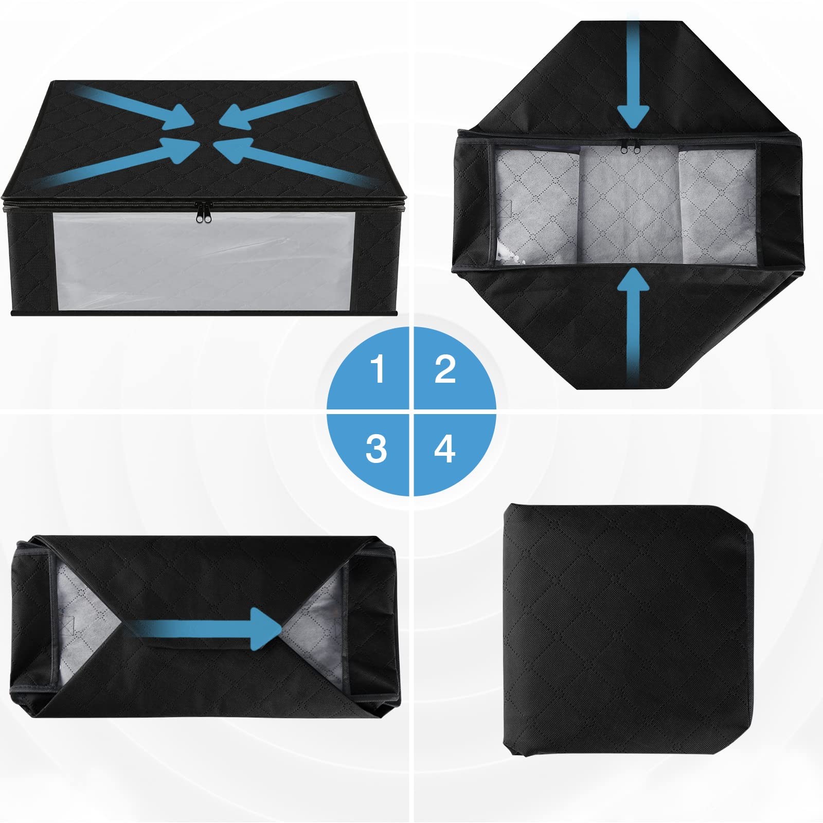 HomeHacks Storage 10-Pack Clothes Organizer Bags 10 Pack, Black