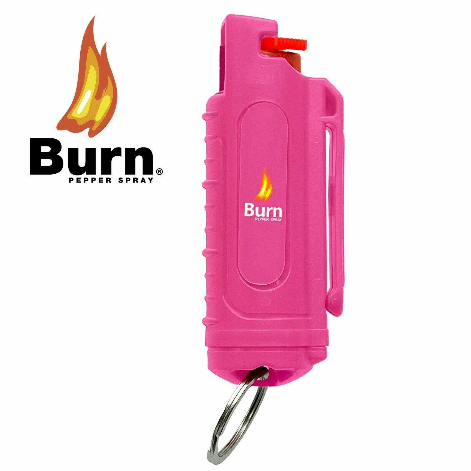 BURN Pepper Spray Keychain Self Defense 1/2oz Pink Security Case Molded – 2 PACK