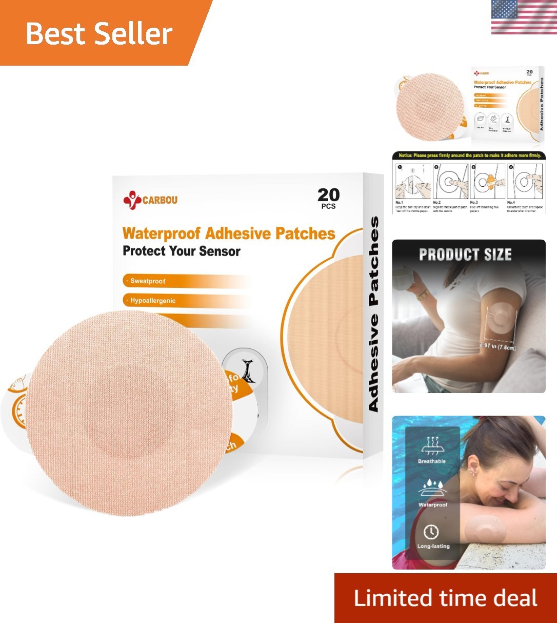 Hypoallergenic Freestyle Libre Adhesive Patches – 20PCS Waterproof & Comfortable