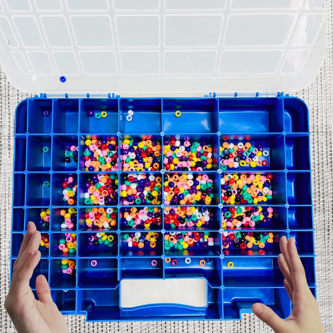 BIN BUDDY 54-Compartment Plastic Storage Box – Versatile Organizer for Blue