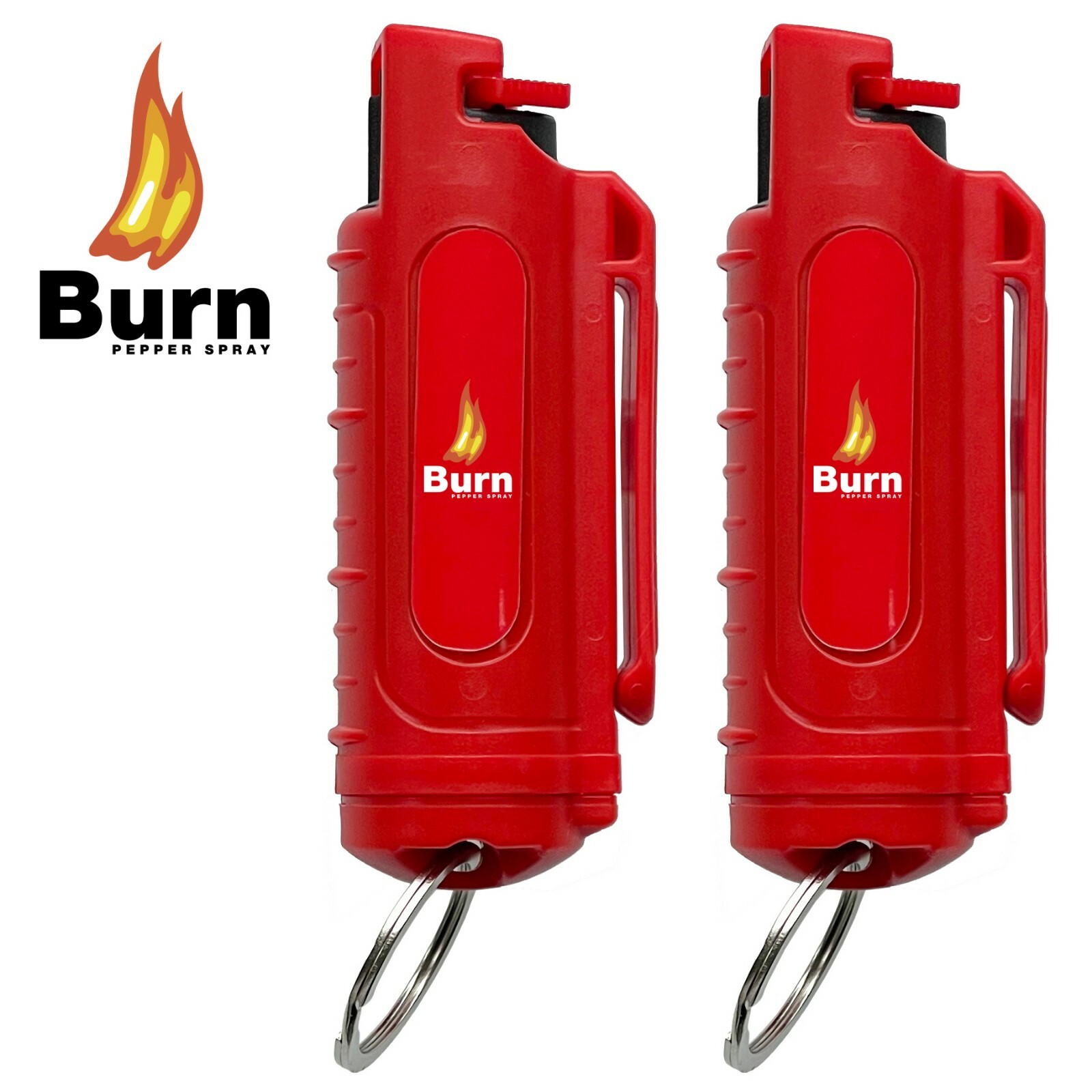 BURN PEPPER SPRAY KEYCHAIN 0.5OZ SELF DEFESNE SECURITY CASE MOLDED – RED 2 PACK