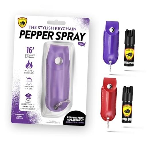 Pepper Spray for Women, Keychain Self Defense with Small 2Pack-Purple/Red