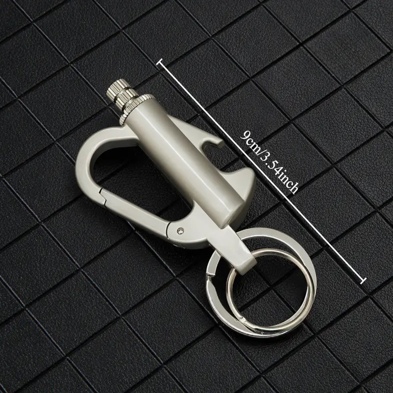 (Fuel Not included) 3-ln-1 Lighter Keychain Bottle Opener, Outdoor Fire Starter
