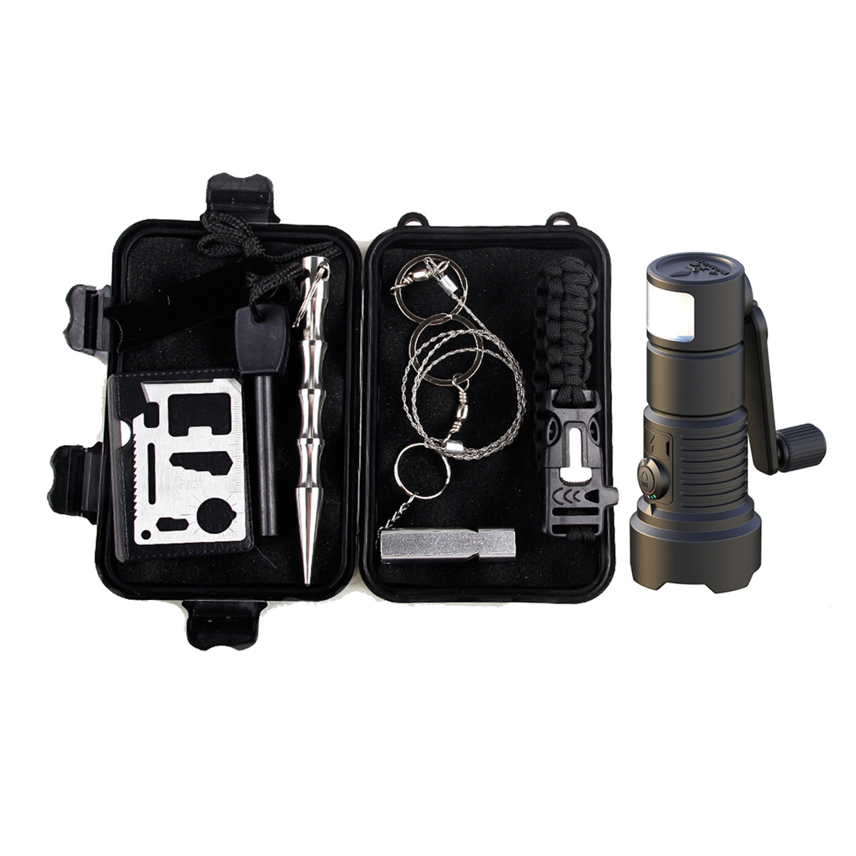 Camping Gear Hiking Emergency Flashlight Phone Charger Outdoor Survival Kit Set