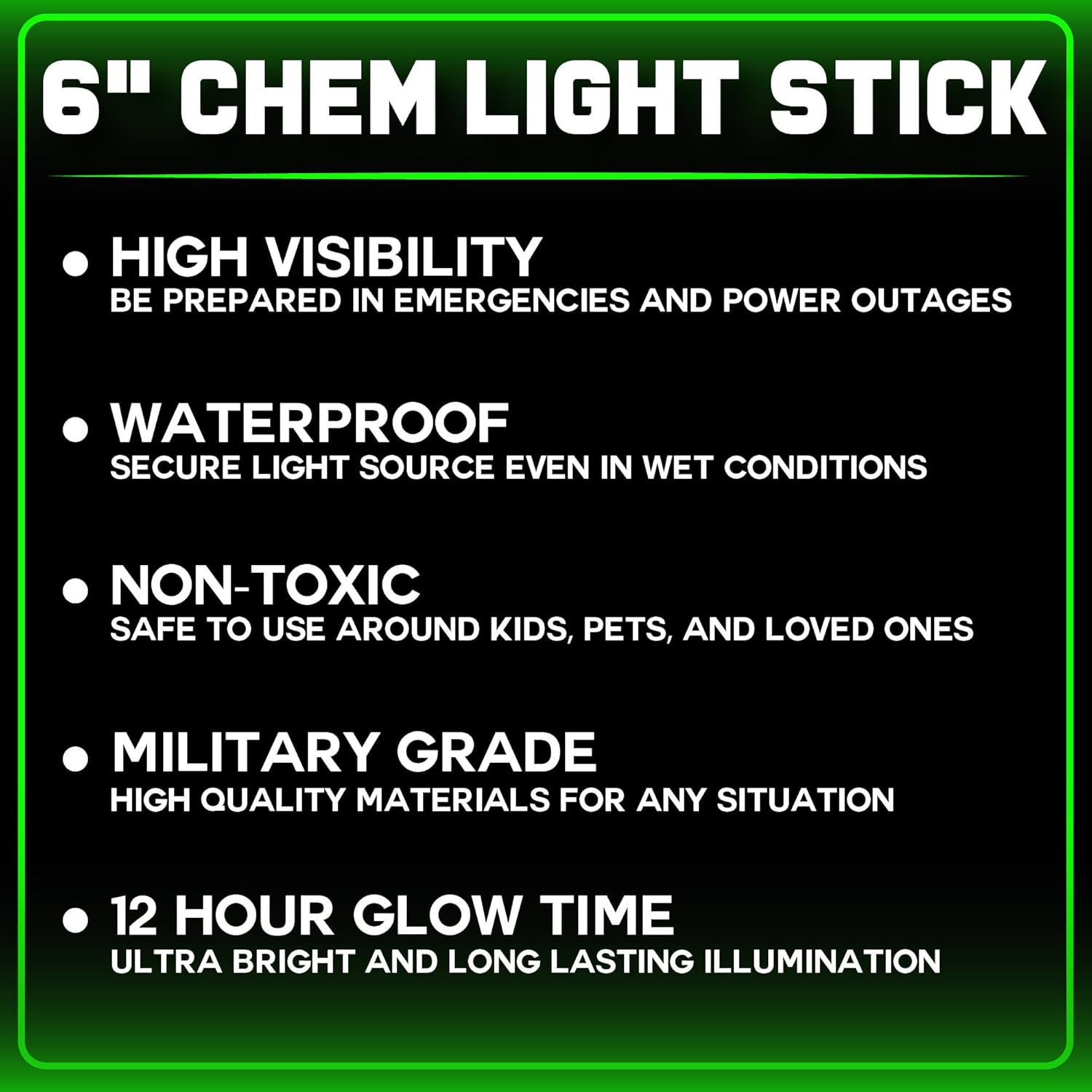Emergency Glow Sticks – 12 Ultra Bright Individually Wrapped Military Grade Chem