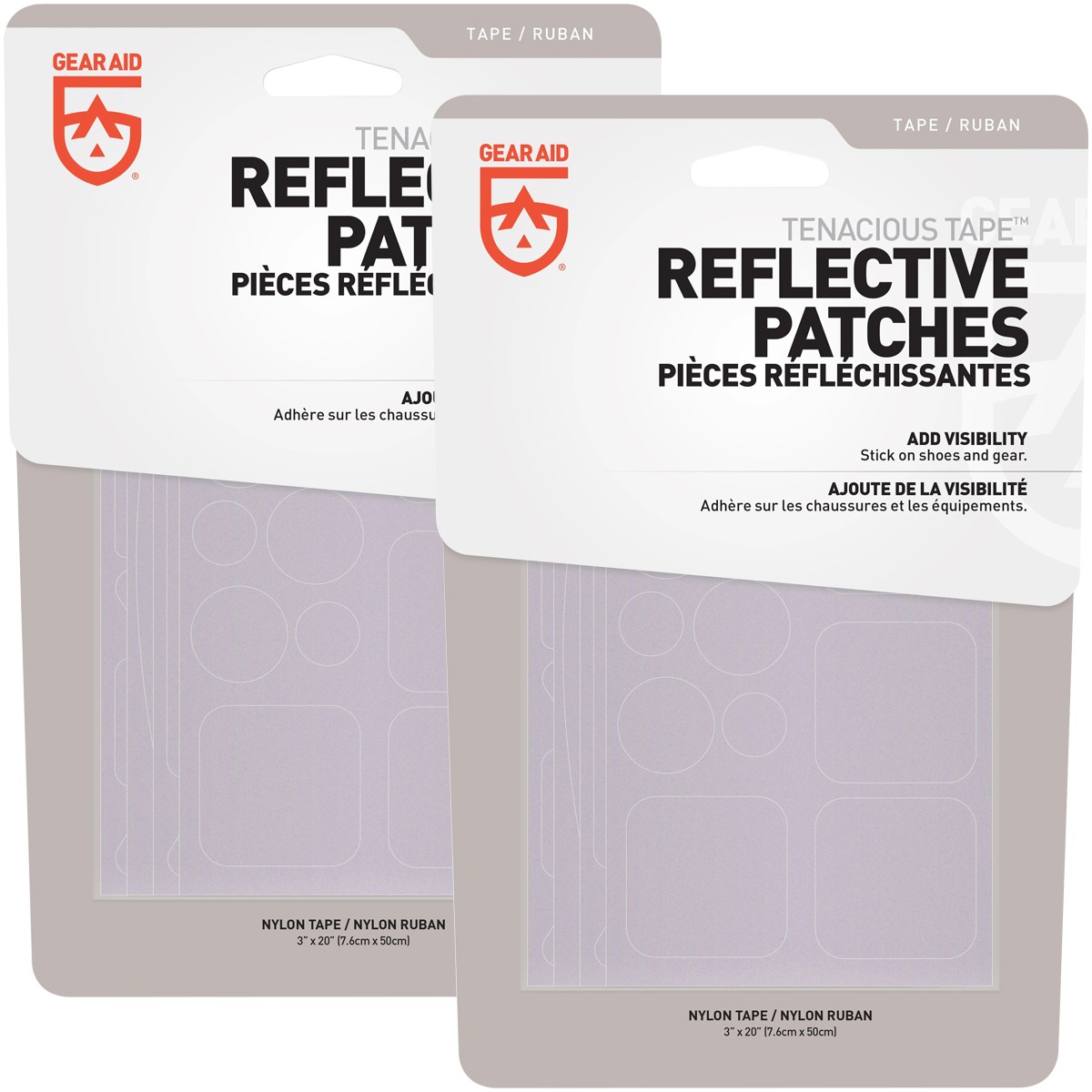 Gear Aid Tenacious Tape No-Sew Peel and Stick Reflective Patches – 2-Pack