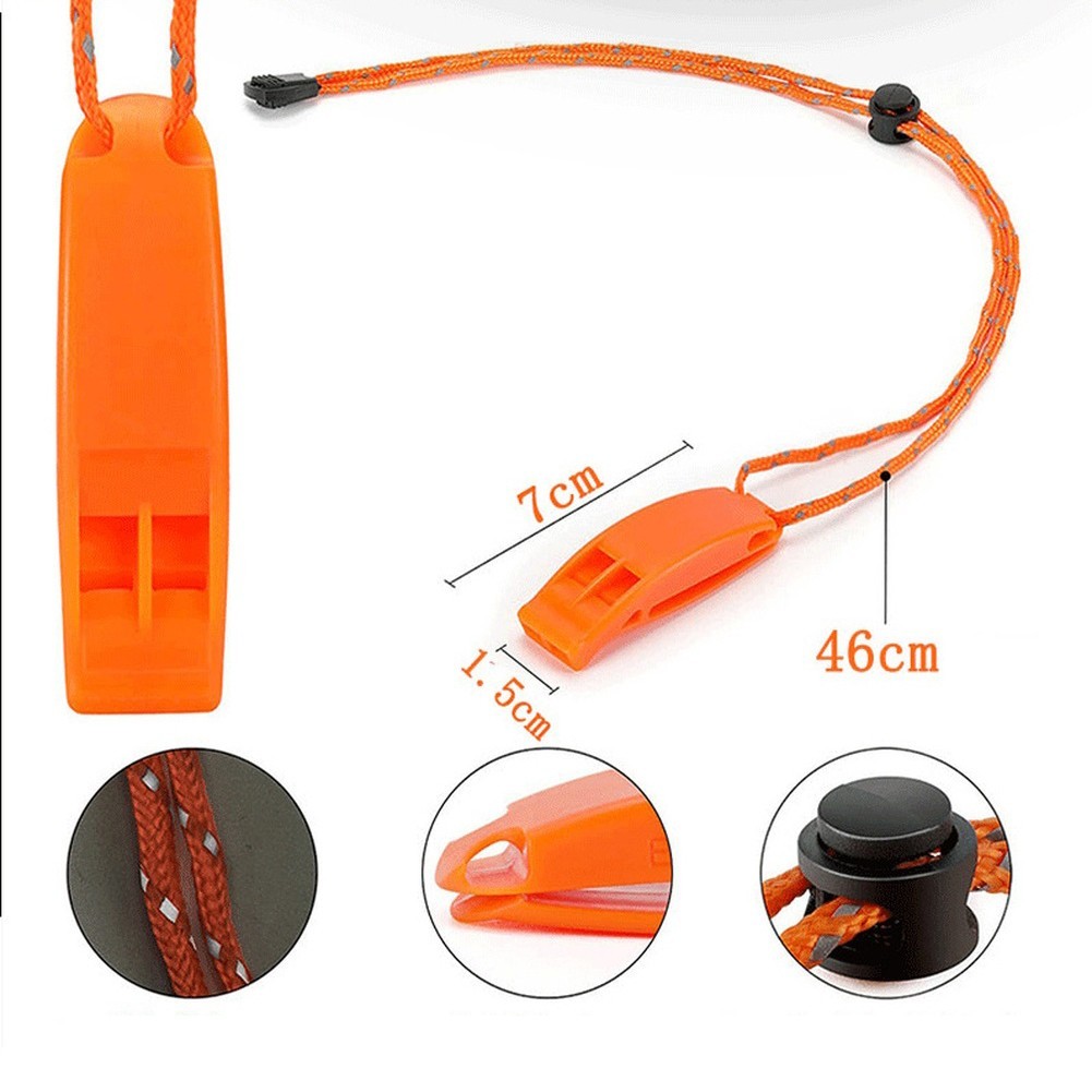 8PCS Lightweight Whistle Set with Reflective Lanyard for Hiking and Drills