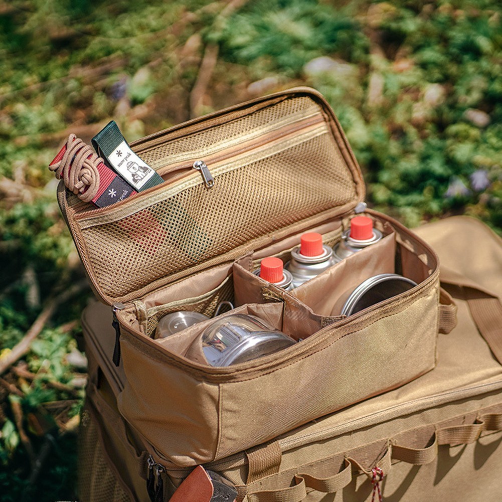 Sleek Khaki Storage Solution for Camping and Daily Use Items 34x14x14cm