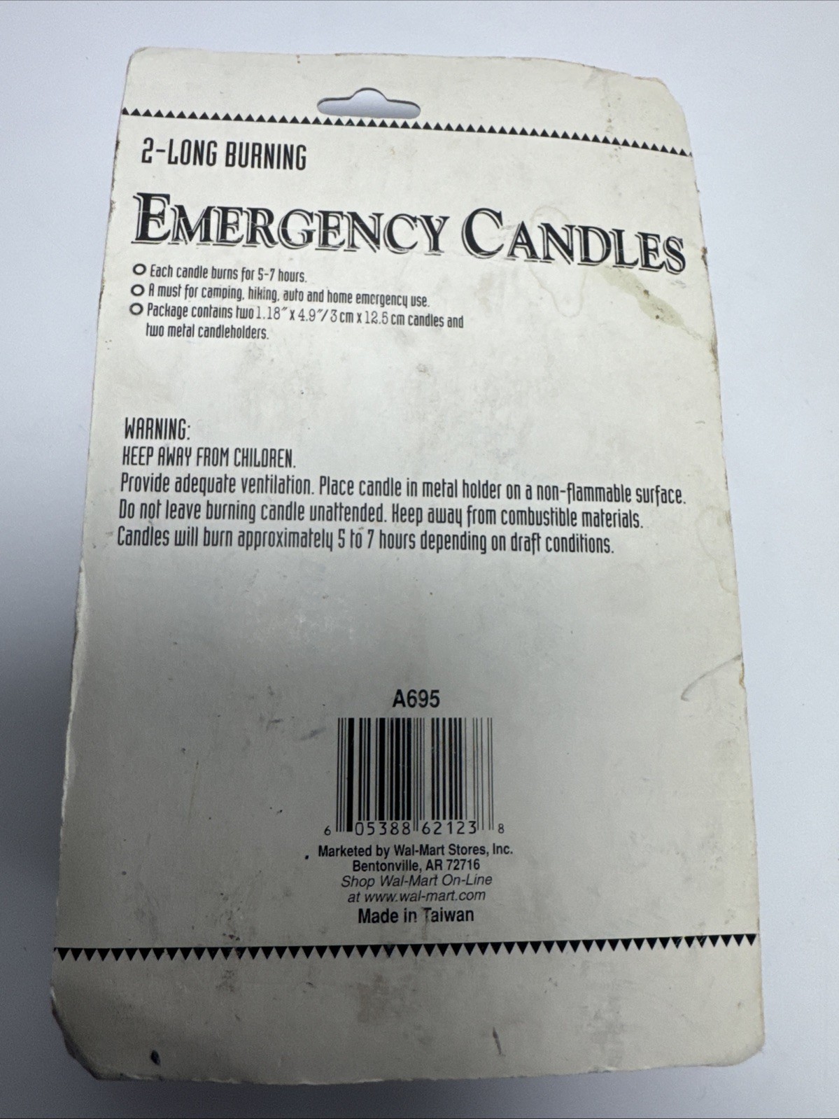 Vintage Ozark Trail A695 2 Long Burning Emergency Candles 5-7 Hours Each