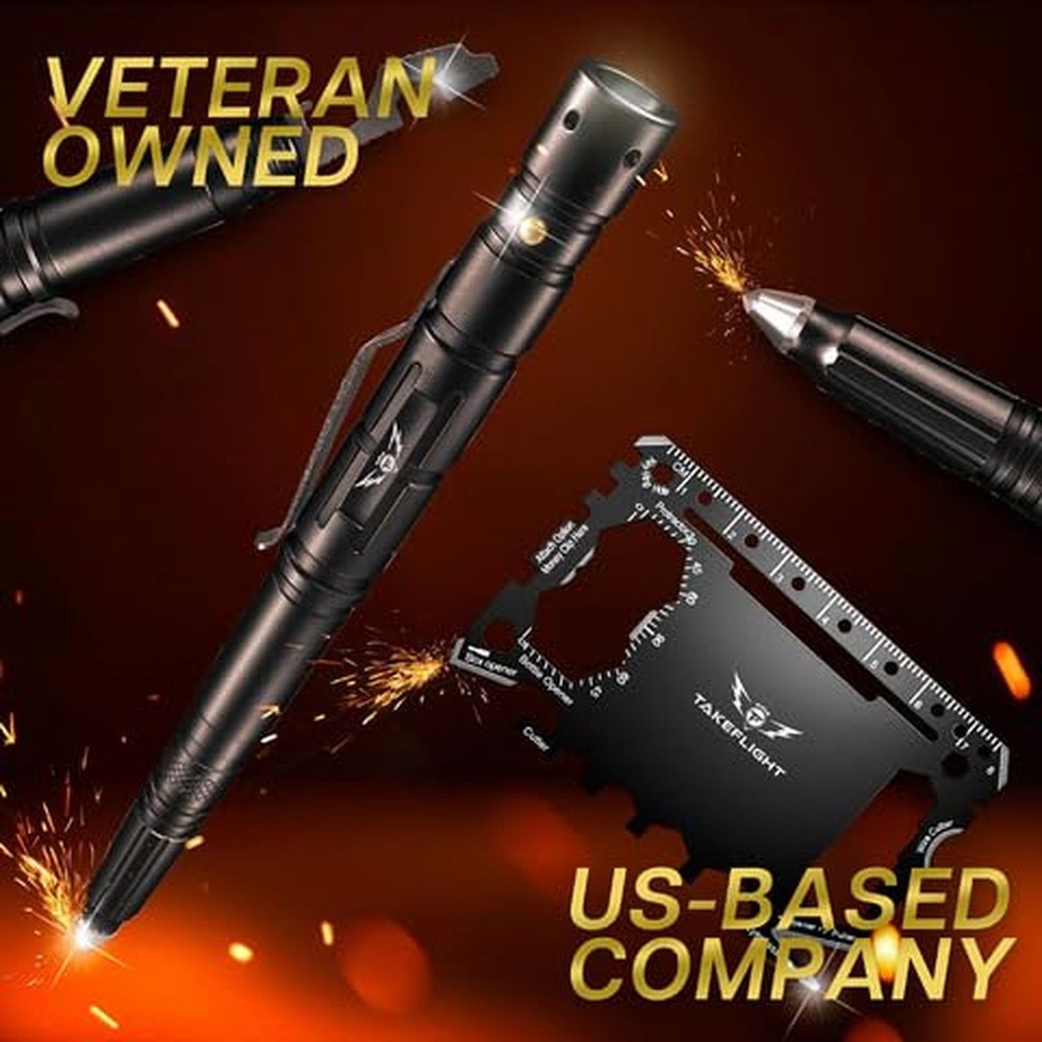 Tactical Pen with Flashlight – Multitool EDC Pen with Glass Breaker & Bott