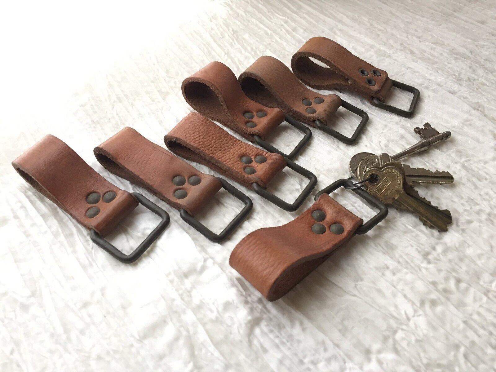 Vintage Leather Belt Loop Dangler Bushcraft Gear Holder Knife Saw Keys D RING