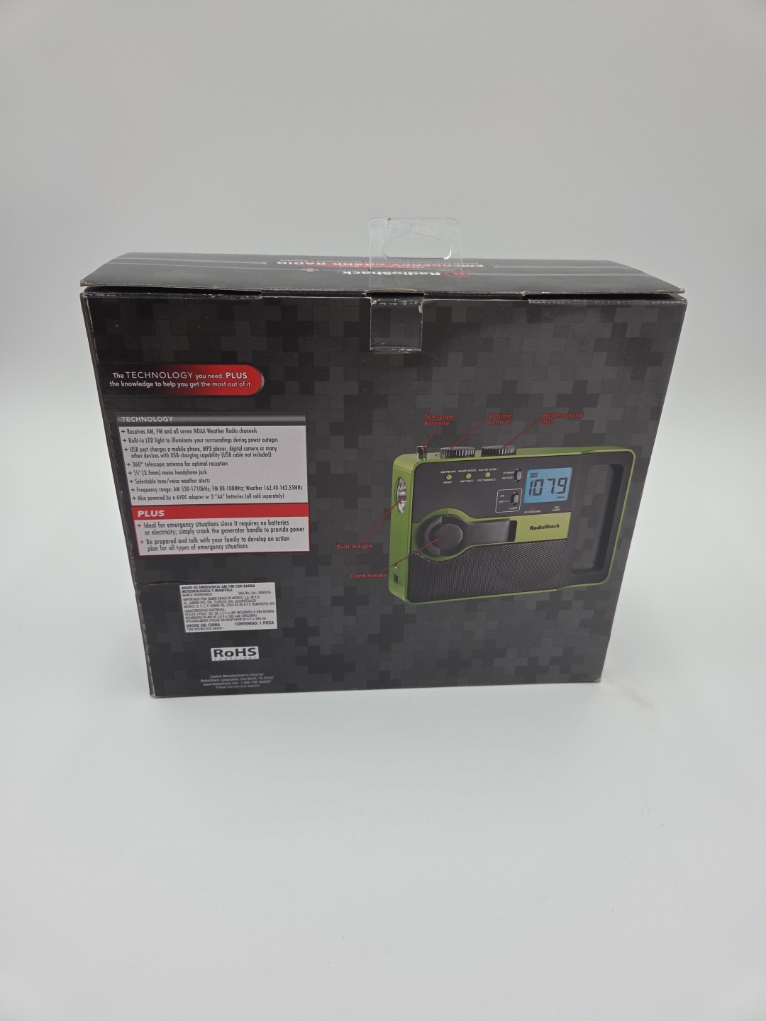 RadioShack Emergency Crank Radio AM FM Weather Band USB Charging Port – Open Box