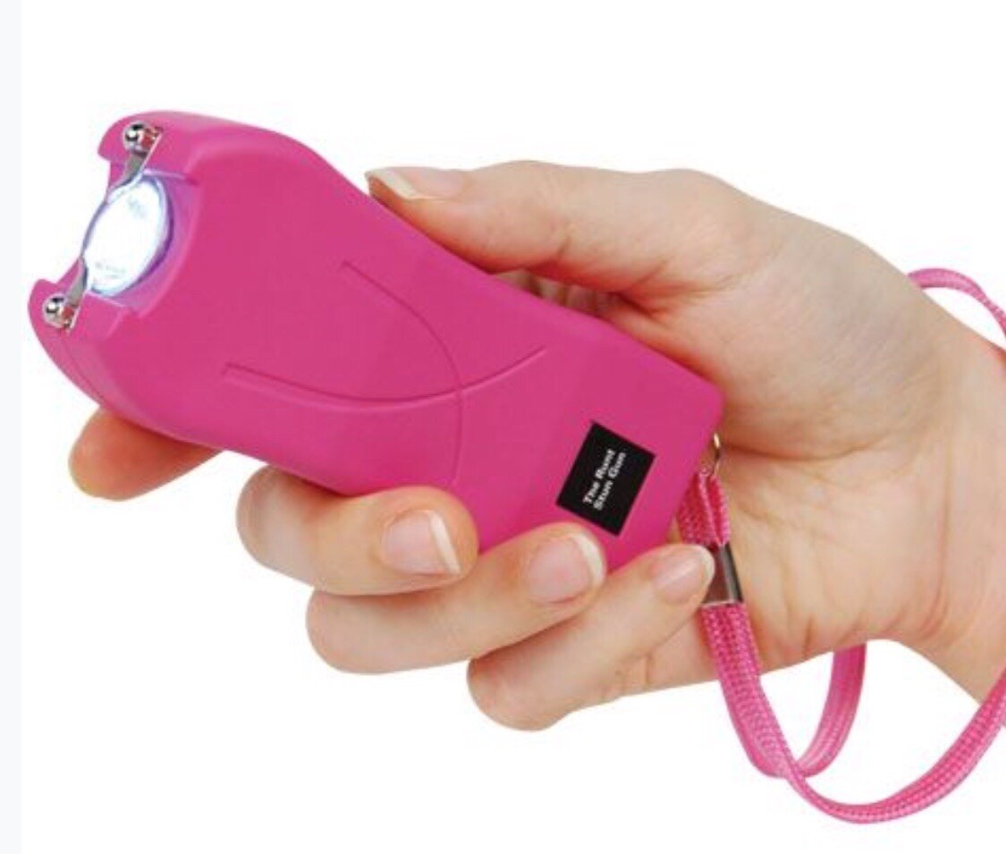Mini Hand Pocket WOMEN Stun Gun PINK Rechargeable 80 Million Volt LED w/ HOLSTER