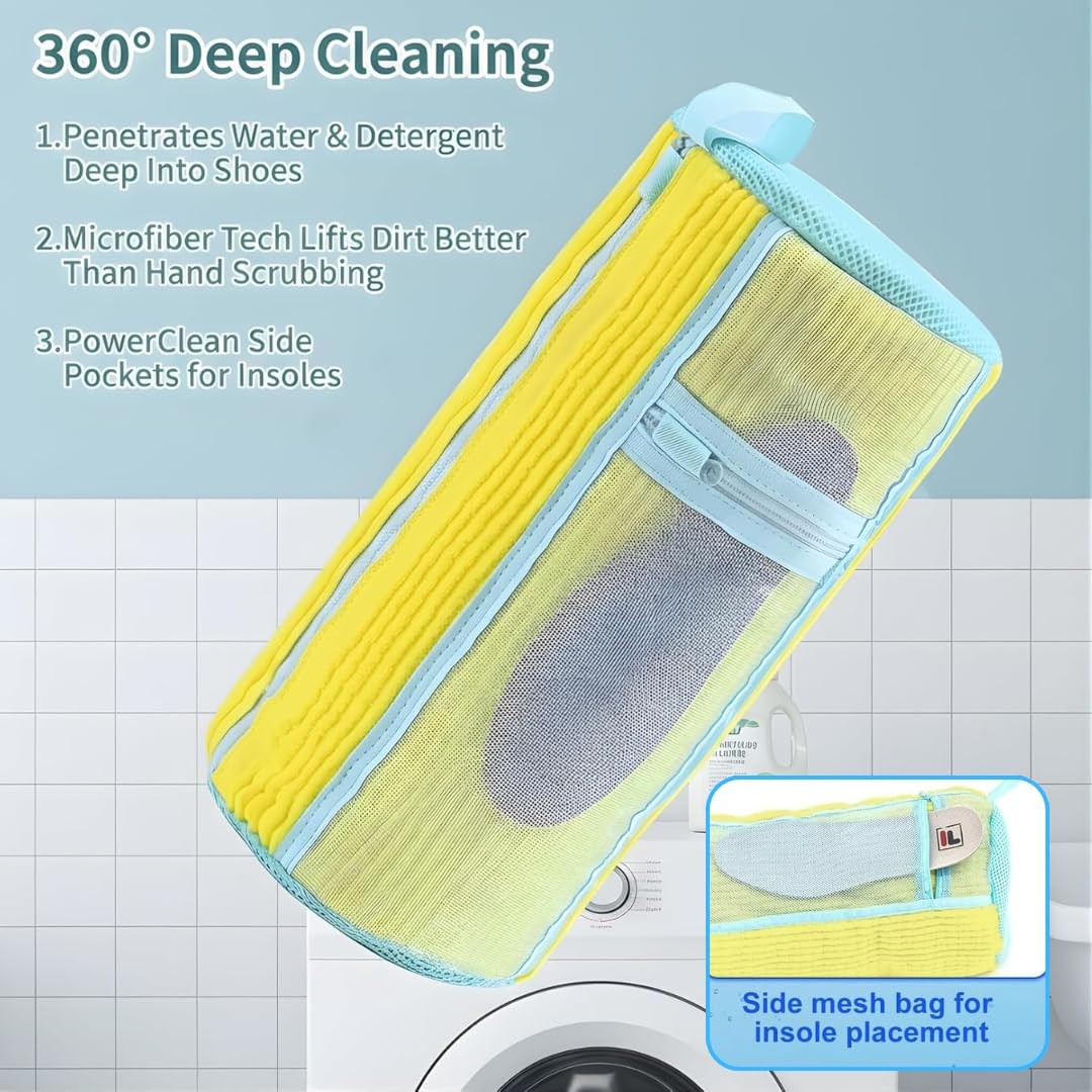 Shoe Washing Machine Bag Set (7-in-1) – Durable Mesh Sneaker Large, Yellow