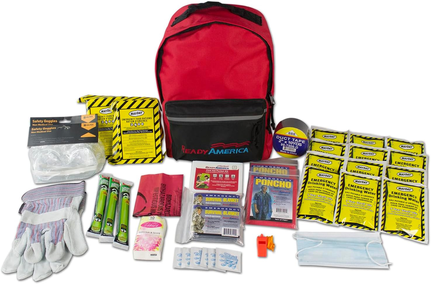 Tornado Emergency Kit 2-Person, 3-Day Backpack, Includes Emergency Food, Water,