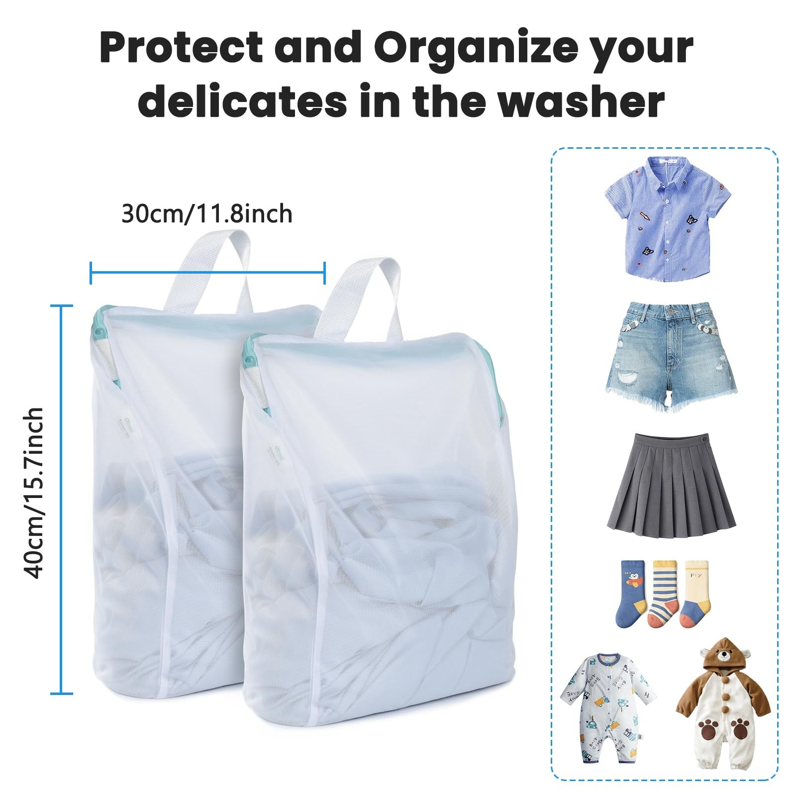 OTraki 12×16 Inch Mesh Laundry Bag 2 Pack Small Lingerie 12 x 16 inch, White