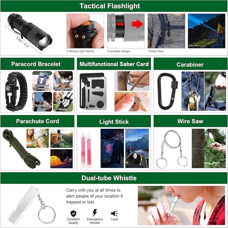 Emergency Survival First Aid Kit 142pcs Camping Hiking Travel Gear Essentials US