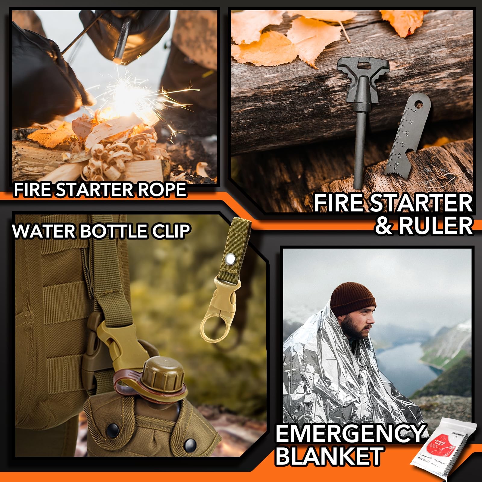 Dusor 19 in 1 Survival Kit Gifts for Men, Father’ 19-1 Kits, Black2