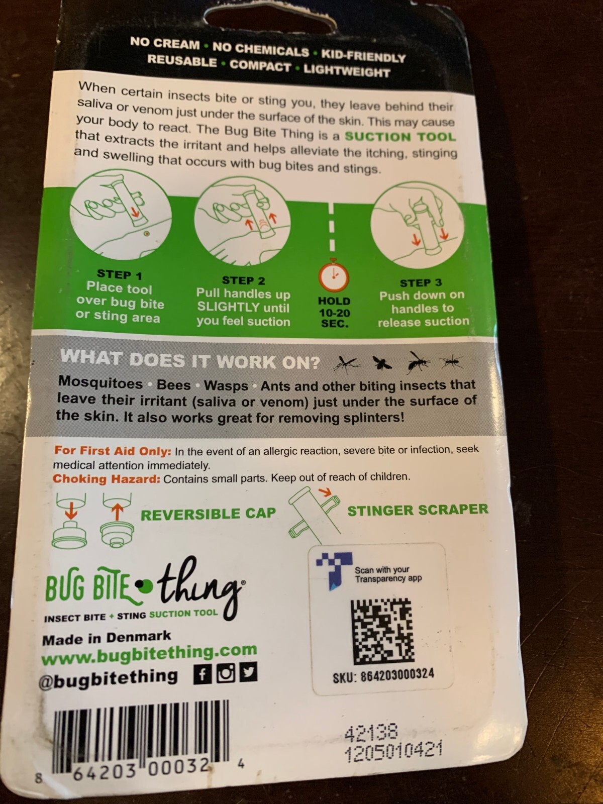 BUG BITE THING Insect Bite/Sting Suction Tool – get out saliva/venom under skin