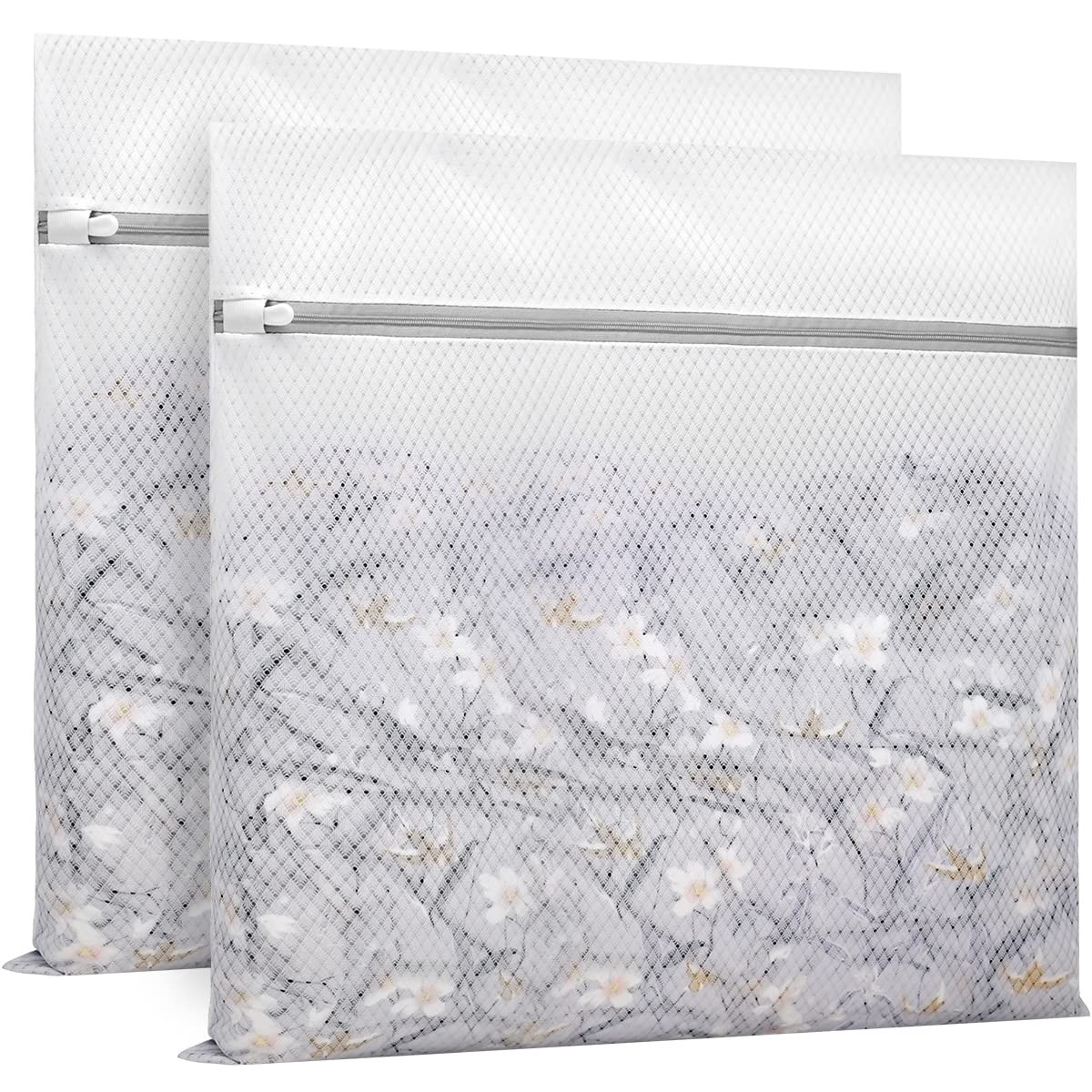 Muchfun 2Pcs Durable Diamond Mesh Laundry Bags for 2 XX-Large, White