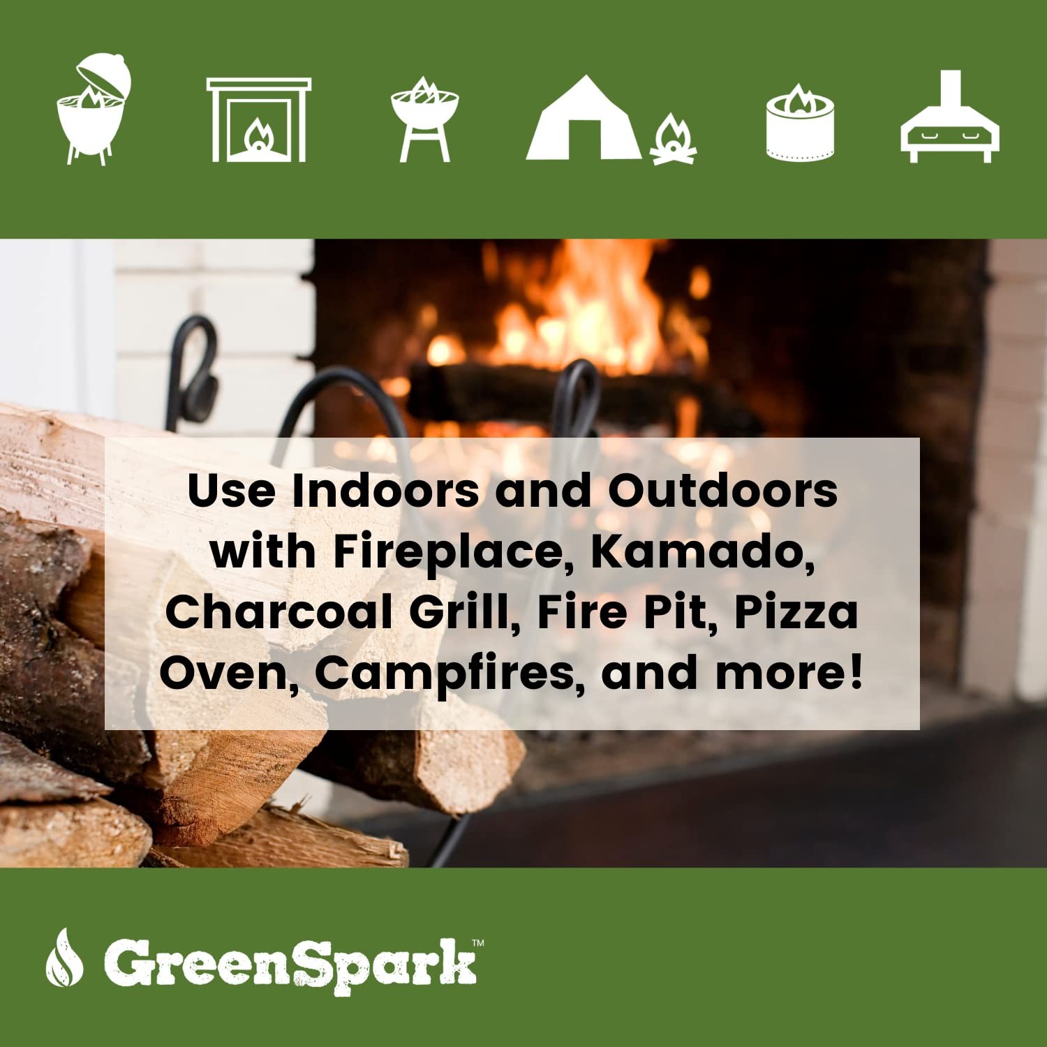 GreenSpark Natural Fire Starters for Grill, Smoker, Pizza 140 Pcs, Brown