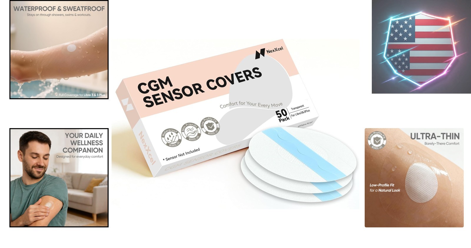 50 Pack Sensor Covers for Freestyle Libre 3 and 3 Plus – Waterproof Ultra-Thi…