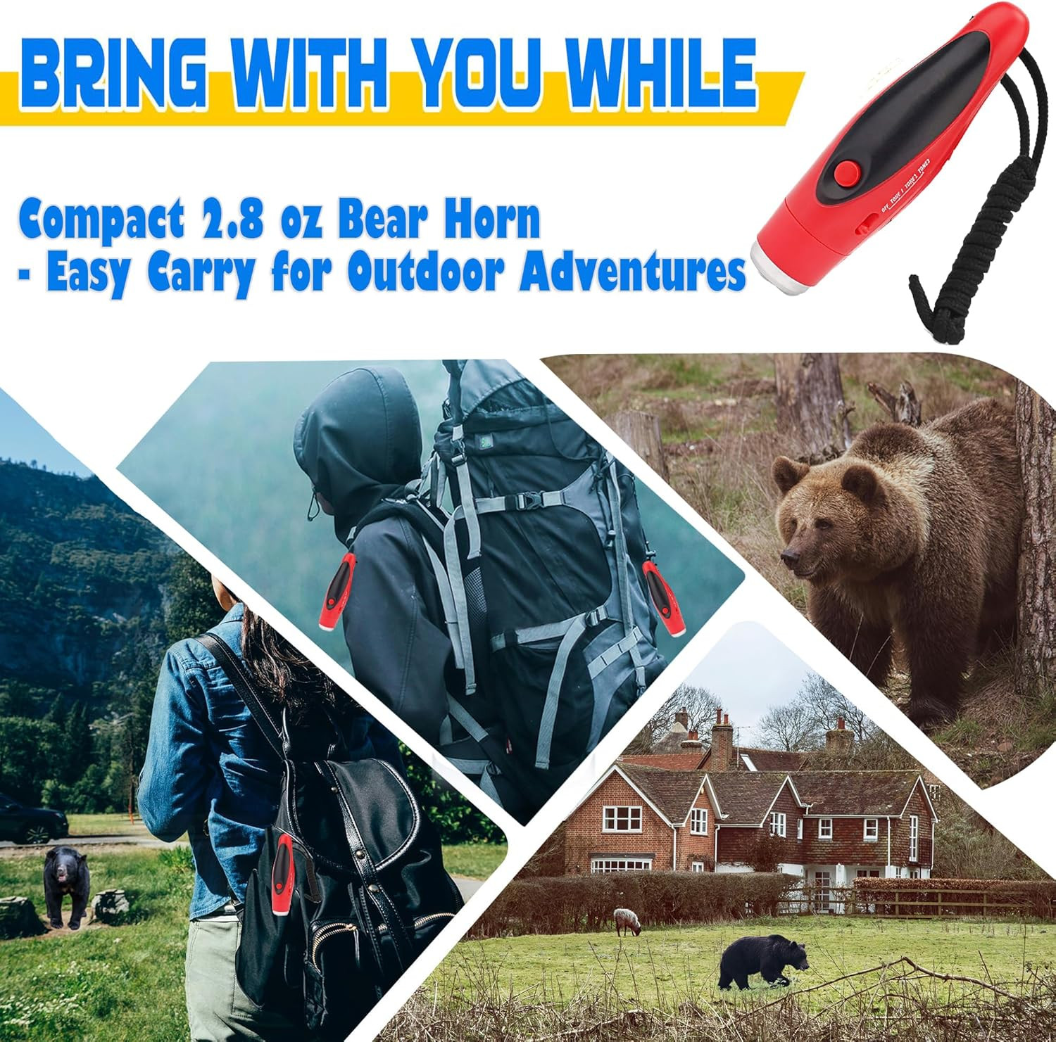 120Db Electronic to Scare Bears- Loud Air Horn for Safety Hiking Camping Emerge