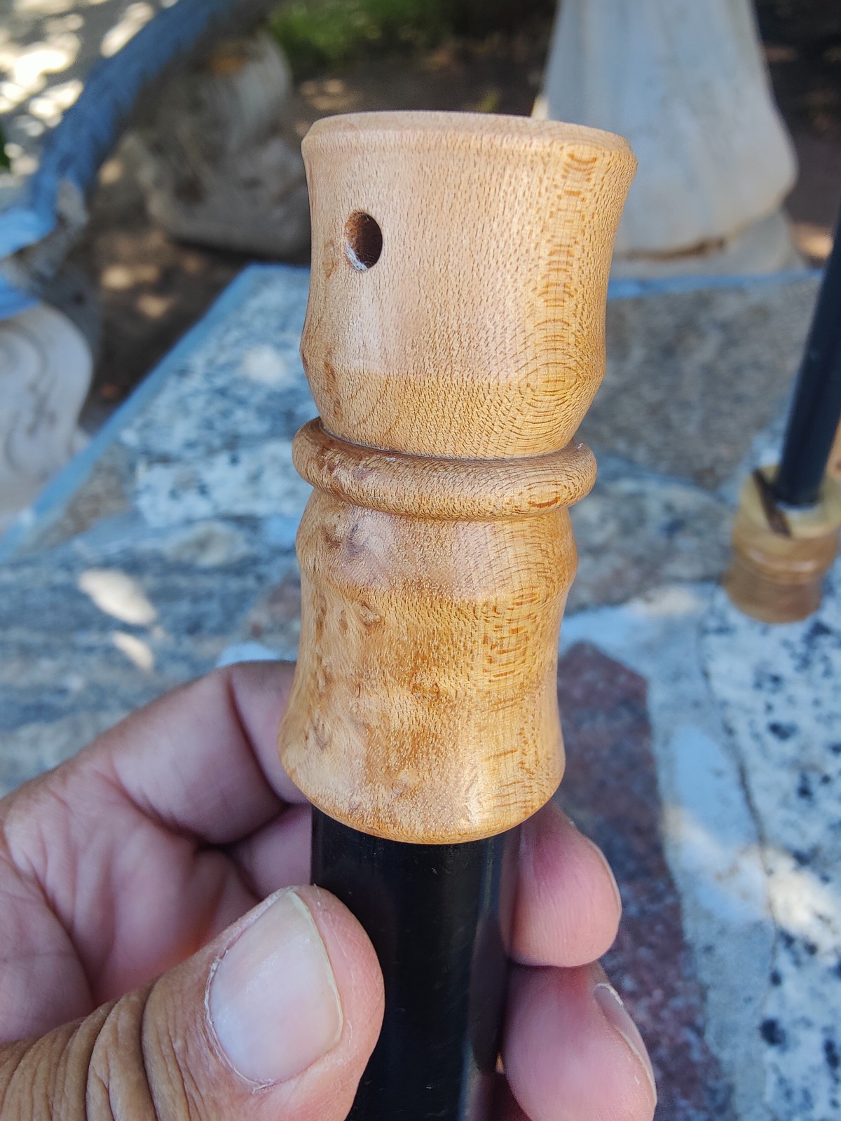 Bushcraft 5″ x 1″ ferrocerium rod with Birdseye maple wood handle | mischmetal