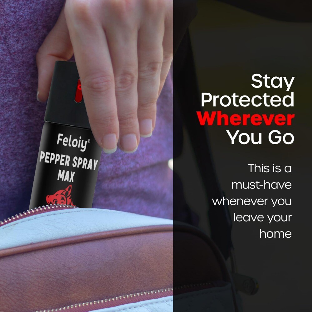 Feloiy pepper spray 2oz Safety Lock Stream Defense Security