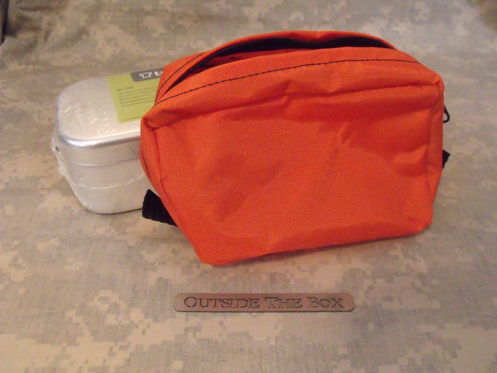 Emergency/Survival: Trangia #212 Aluminum Mess Kit Tin & Nylon Pouch, ORANGE