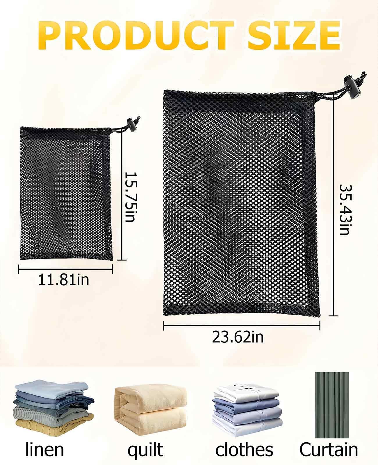 Gaahkai 6 Pack Large Mesh Laundry Bags, 24 x 36″ & 12 x 16″ Large, black