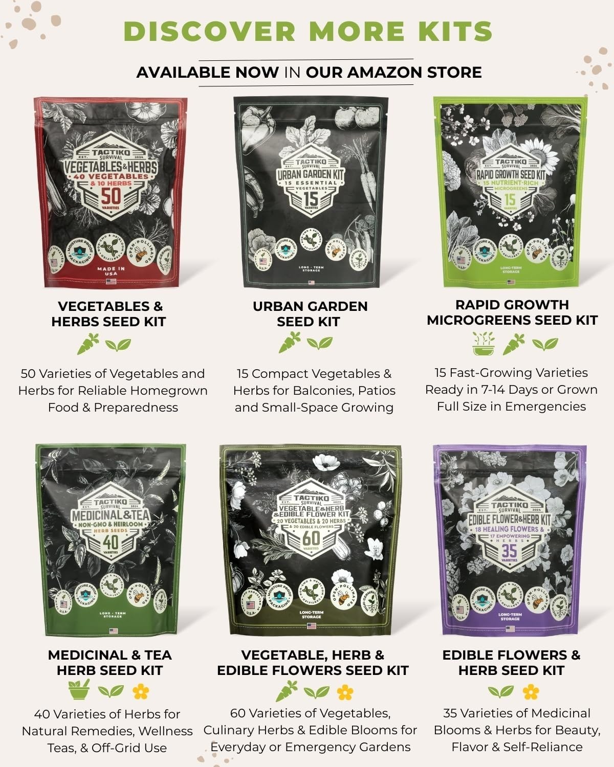 Ultimate Energy Seed Kit – 30 Calorie-Dense Veggies & Herbs – Non-GMO Heirloom S
