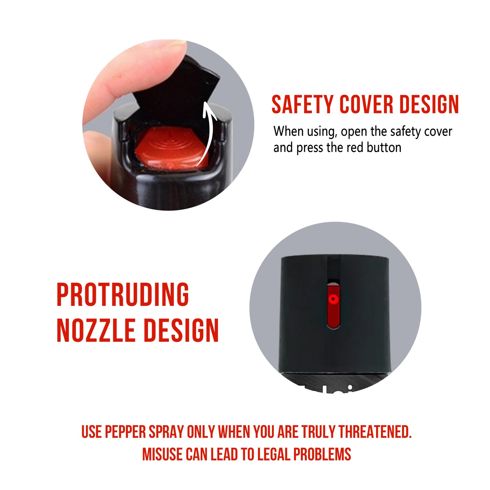 1 Bottle Feloiy Pepper Spray 2oz With Quick Release Safety Trigger Self Defense