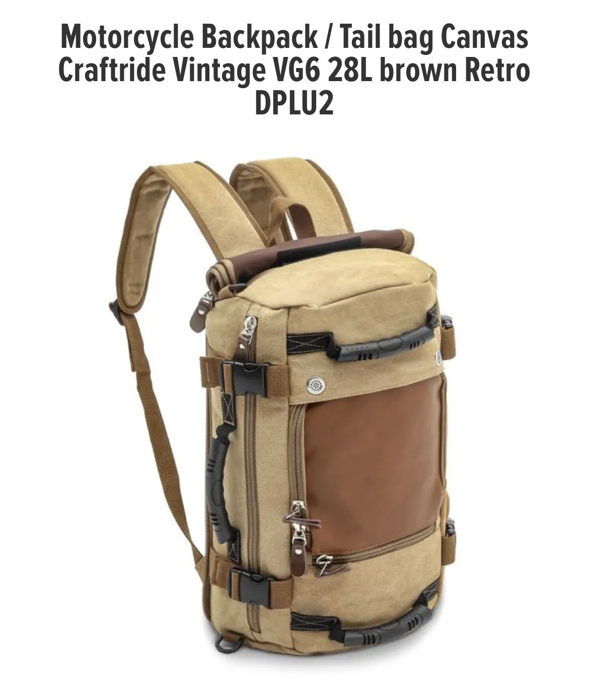 Vintage Kaka Motorcycle Backpack/Trail Bag Canvis Craftride VG6 28L Brown Retro