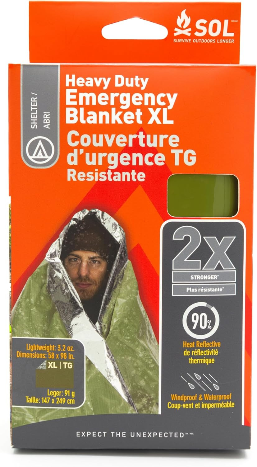 S.O.L. Survive Outdoors Longer 90% Heat Reflective Heavy-Duty Emergency Blanket