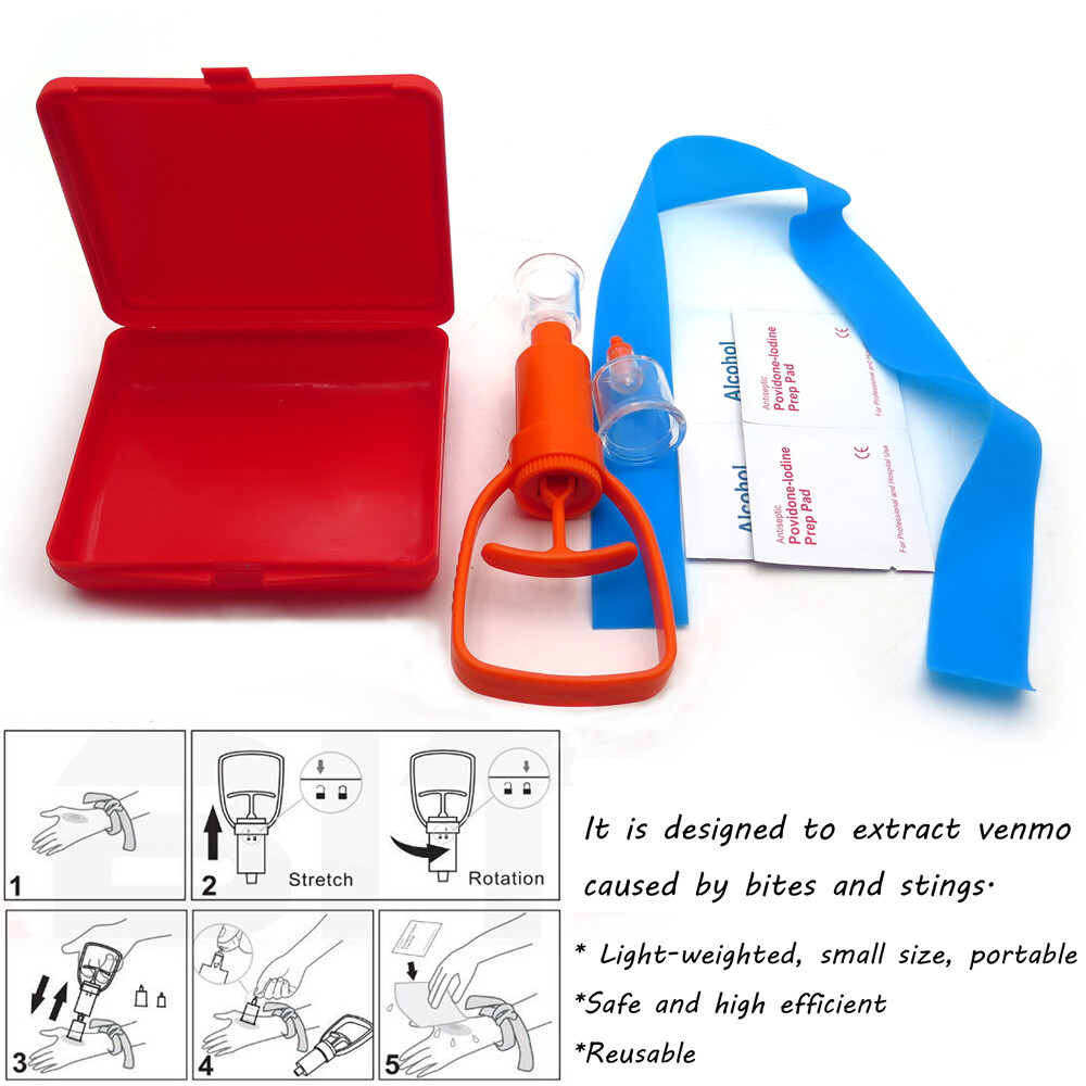 Outdoor Emergency Venom Extractor Pump First Aid Safety Snake Bite Tool Kit