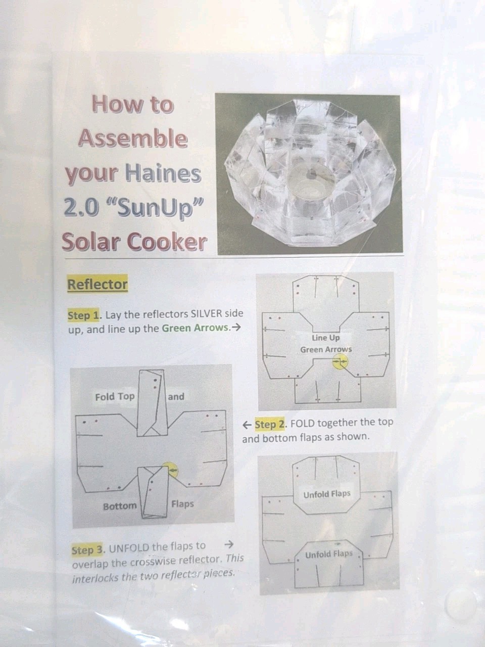 Haines 2.0 Sunup Solar Cooker Cook With Sun Lightweight (No Circular Cover)