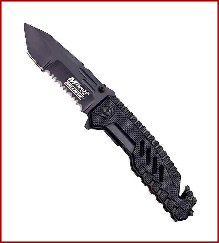 Survival Tactical Knife Black w Glass Bk + Multi-Function Pocket Knife with Saw