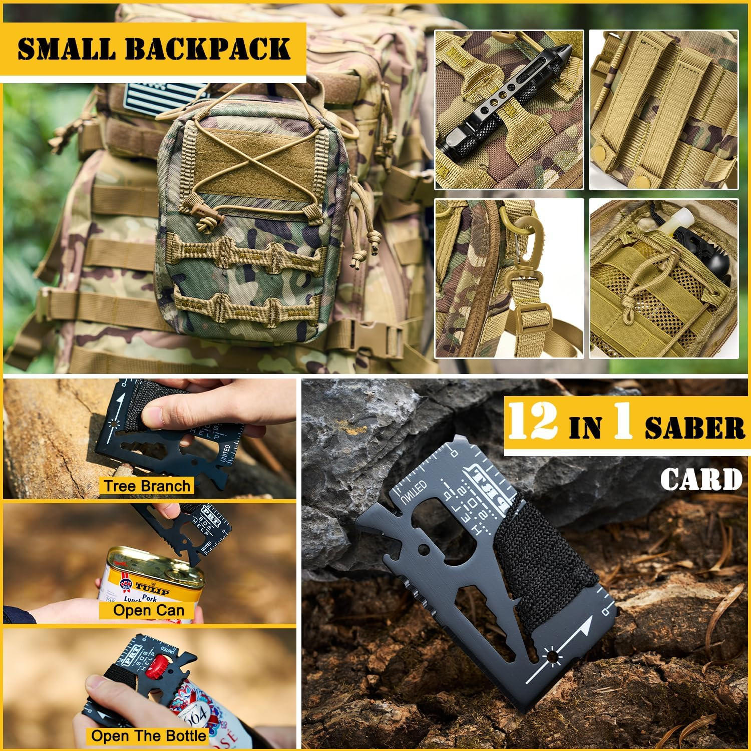 Survival First Aid Kit,99Pcs Professional Survival Gear Large Hiking Backpack wi