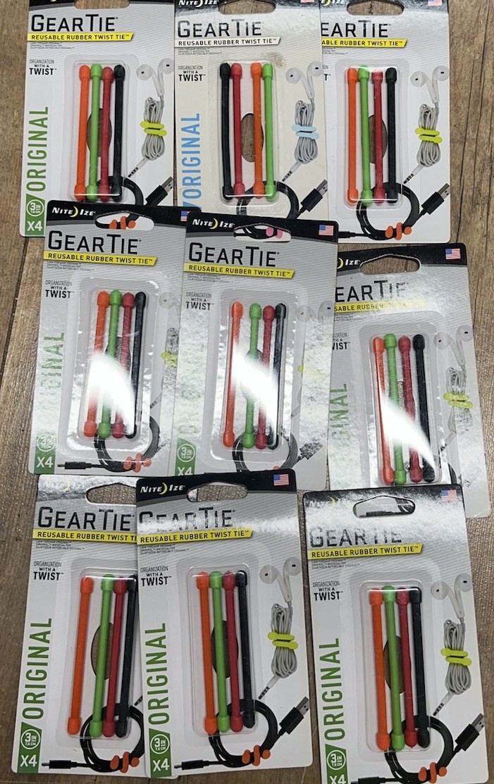 Nite Ize 4-Pack Gear Tie Cordable Twist Tie, 3″ – Assorted Colors (9-Pack)