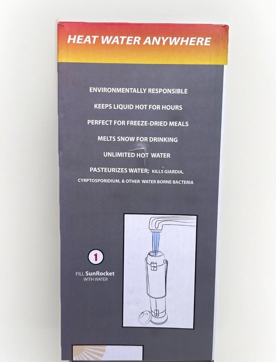 SUNROCKET Solar Water Heater Thermos Portable Outdoor Clean Hot Water Beverage