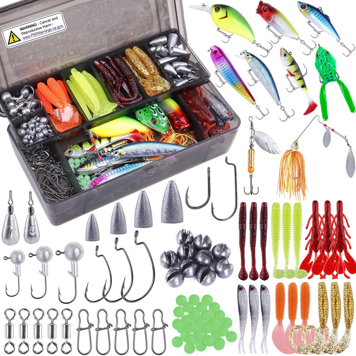 PLUSINNO 189 pcs Fishing Accessories Kit, 189pcs Kit