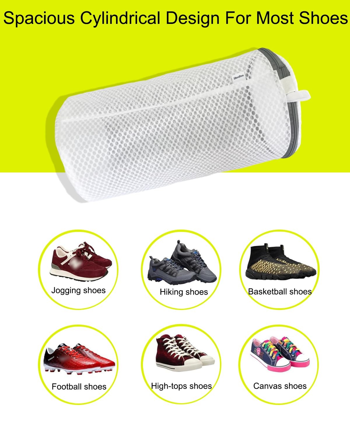 ShooBoo Shoe Washing Machine Bag,3 Pack Laundry Bag 7.9″ x 13.8″, White