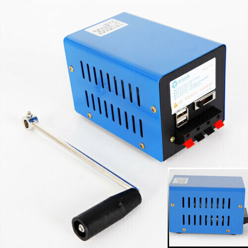 20W Portable Emergency Power USB Generator Hand Crank Charger Power Small Blue