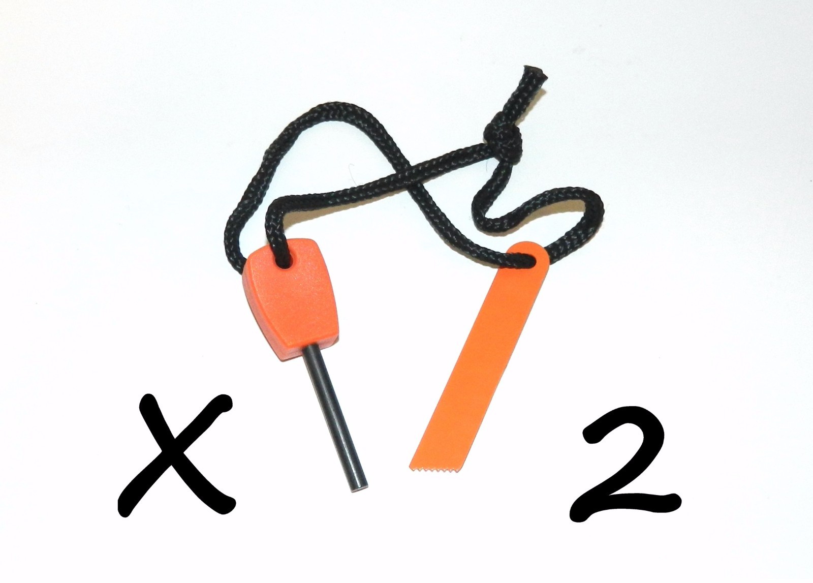 2 X Outdoor Survival Light-Weight Compact Flint Magnesium Fire Starter Striker