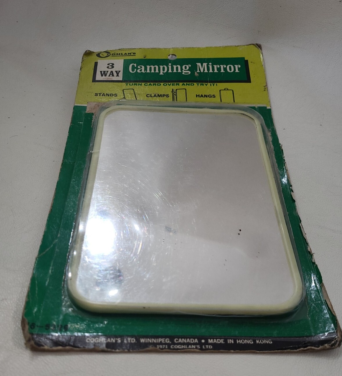Camping Mirror Coghlan’s Vintage 1971 Compact Stands Clamps Hangs Hong Kong Old