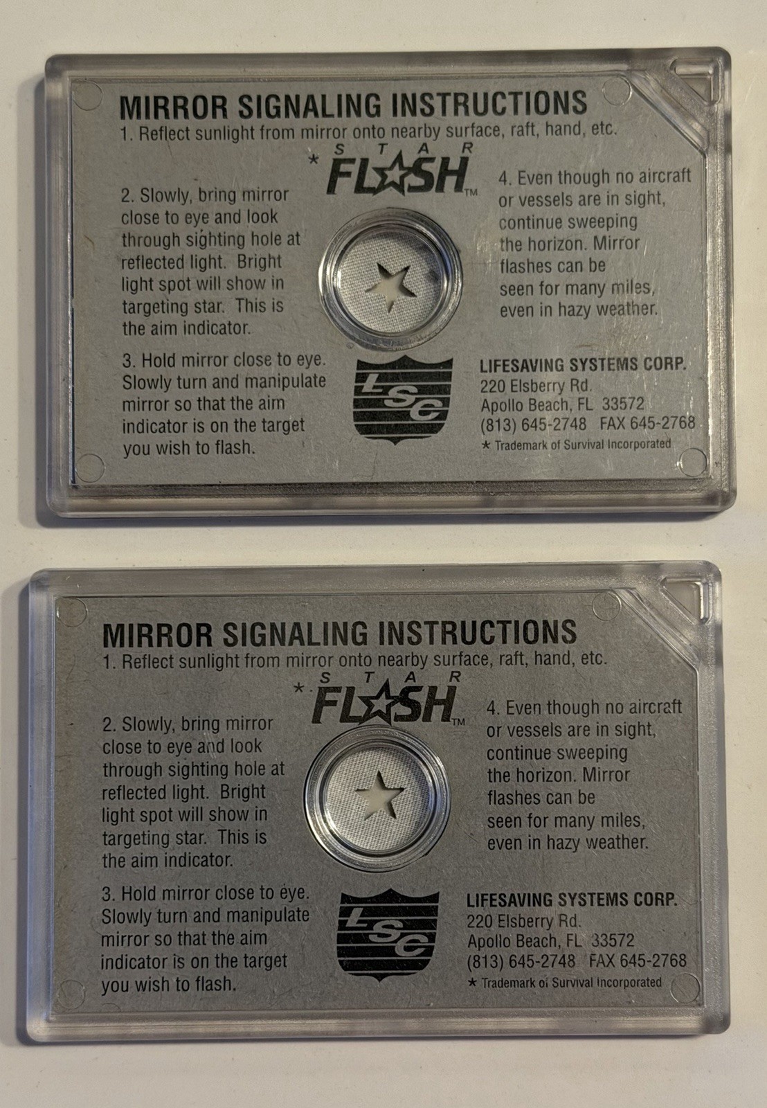 Flash Star Mirror Signaling Device – Life-Saving Systems Corp – Emergency Signal